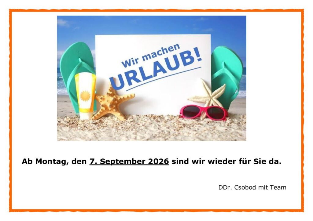 Türschild Urlaub 2026