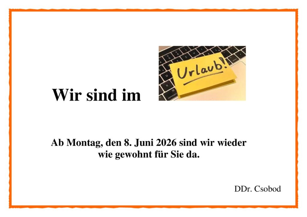 Türschild Urlaub Mai 2026
